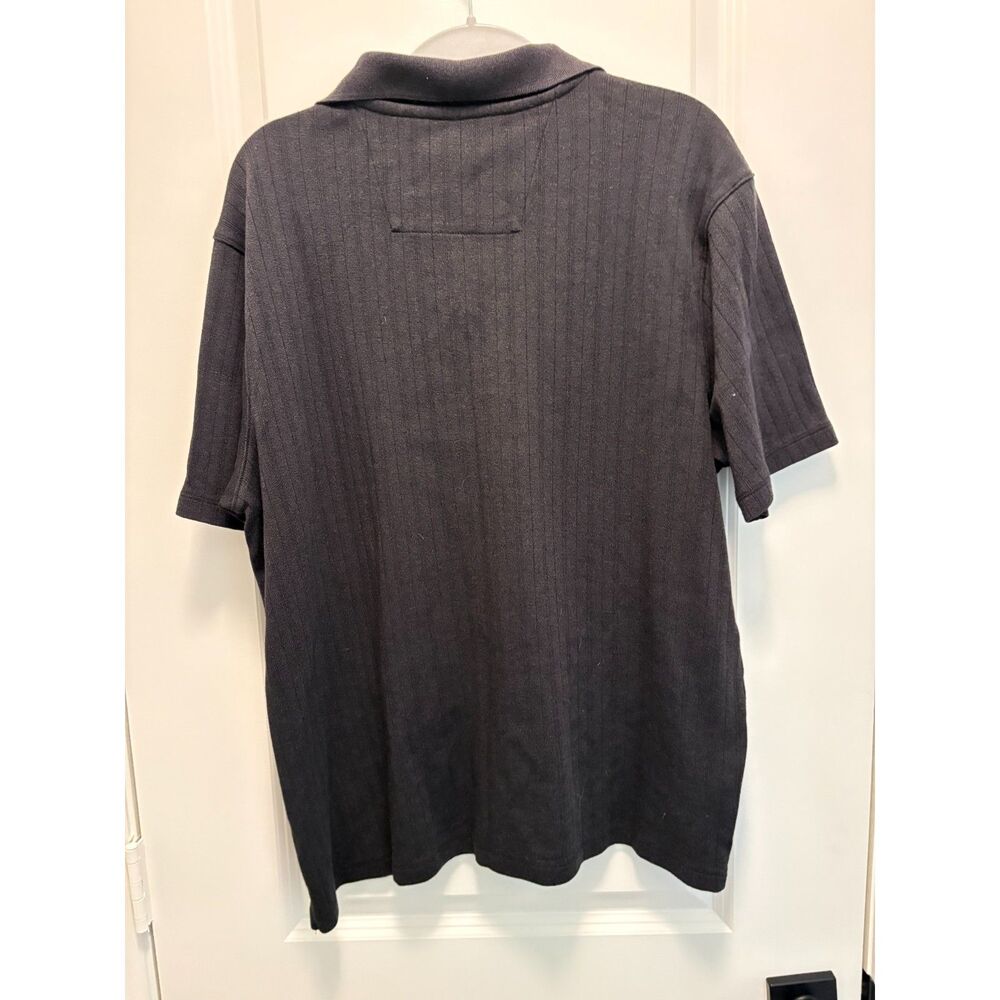 Pierre Cardin Textured Polo Shirt Men’s Large Black Short Sleeve Classic Fit - Picture 3 of 6